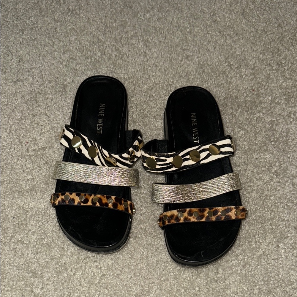 Nine West Women's Mixed Animal Print  Sandals